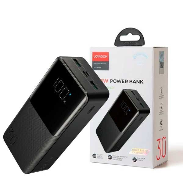Joyroom JR-QP193 22.5W 30000mAh 2 Inputs + 3 Output Power Bank LED Display PD 3.0 QC 3.0