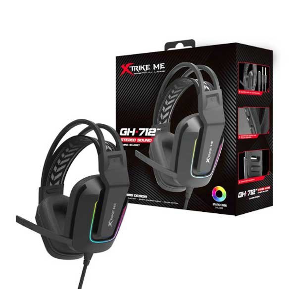 XTRIKE ME GH712 RGB GAMING HEADSET WITH NOISE REDUCTION MICROPHONE BLACK