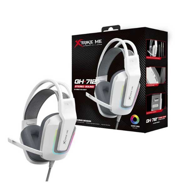 XTRIKE ME GH712 RGB GAMING HEADSET WITH NOISE REDUCTION MICROPHONE White