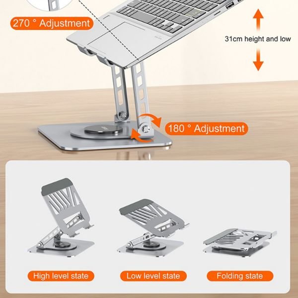 Aspor A703 360° Rotating Foldable Laptop Desktop Stand - Image 3