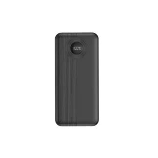 Aspor A320 10000mAh Power Bank in black, featuring a textured vertical ribbed body design, a circular digital LED display showing 100% battery level, and a compact rectangular form factor.