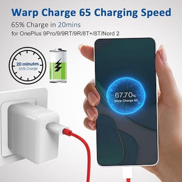 OnePlus 65w Original Super Fast Warp Charger (EU/US Pin) With Type C To C Cable - Image 2