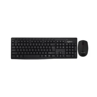 Logitech MK290 Wireless Keyboard and Mouse Combo in black, featuring a full-size keyboard with dedicated media keys and a compact ambidextrous wireless mouse, both with a sleek matte finish — available at Hafeez Center Online.