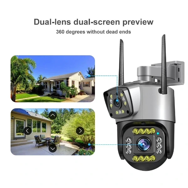 SPEED-X PTZ (SPZ-702) 2 CAMERA LENS WIFI OUTDOOR 4MP COLOR NIGHT VISION WITH V380 PRO APP