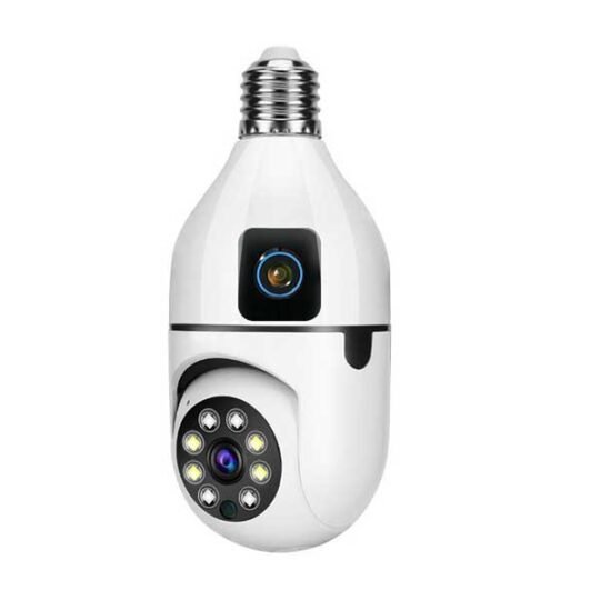 SPEED-X Sp-e28-2 DUAL LENS BULB CAMERA 1080P WIFI PANORAMIC NIGHT VISION MOTION DETECTION WITH V380 PRO APP