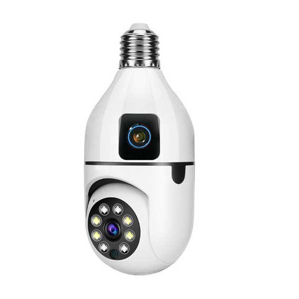 SPEED-X Sp-e28-2 DUAL LENS BULB CAMERA 1080P WIFI PANORAMIC NIGHT VISION MOTION DETECTION WITH V380 PRO APP
